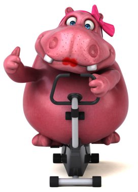 Pembe Hippo karakter - 3d çizim