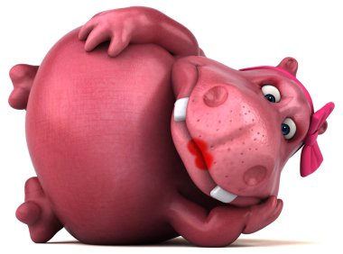 Pembe Hippo karakter - 3d çizim