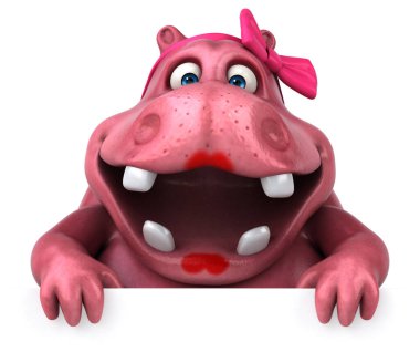 Pembe Hippo karakter - 3d çizim