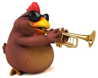 Eğlenceli tavuk oyunu - 3D İllüstrasyon