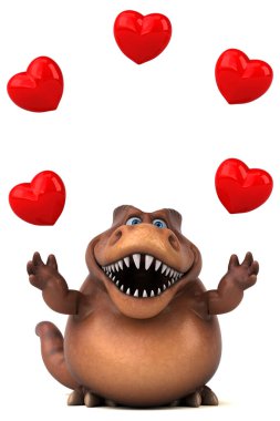 -3d çizim ile eğlenceli dinozor Kalpler