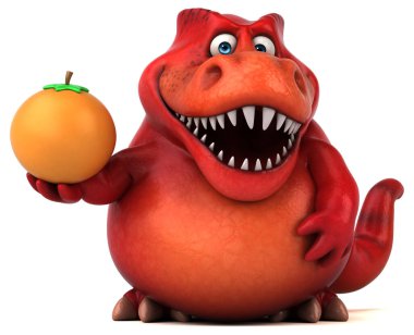 Portakallı eğlenceli dinozor - 3D Görüntü
