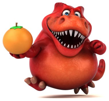 Portakallı eğlenceli dinozor - 3D Görüntü