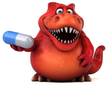 Hap ile eğlenceli dinozor - 3D İllüstrasyon