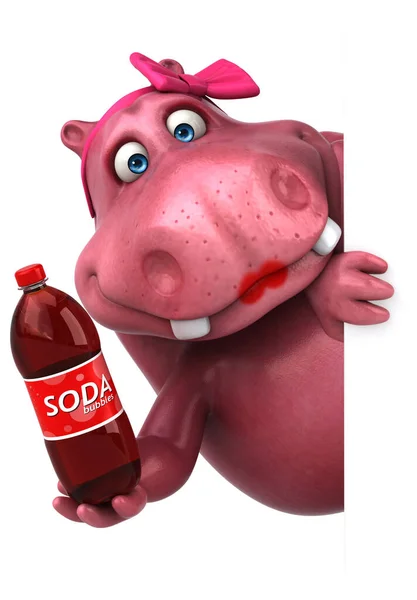 Hipopótamo Rosa Con Soda Ilustración —  Fotos de Stock