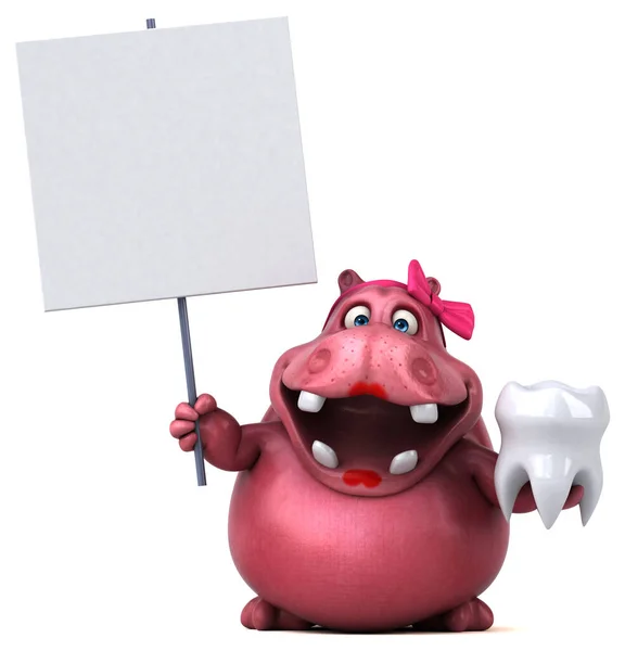 Rosa Hippo Com Dente Ilustração — Fotografia de Stock
