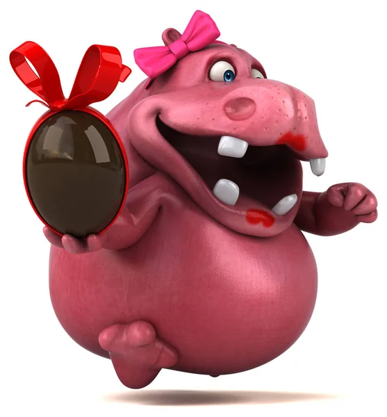 Hippo Rosa Com Ovo Ilustração — Fotografia de Stock