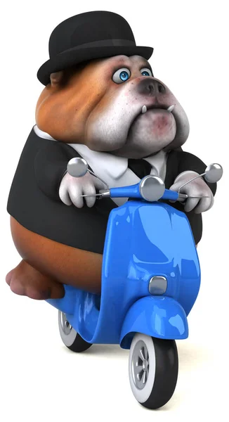 Bulldog Divertido Scooter Ilustración — Foto de Stock