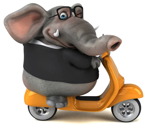 Éléphant Amusant Sur Scooter Illustration — Photo