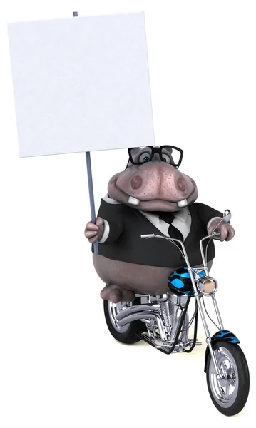Hipopótamo Divertido Motocicleta Ilustração — Fotografia de Stock