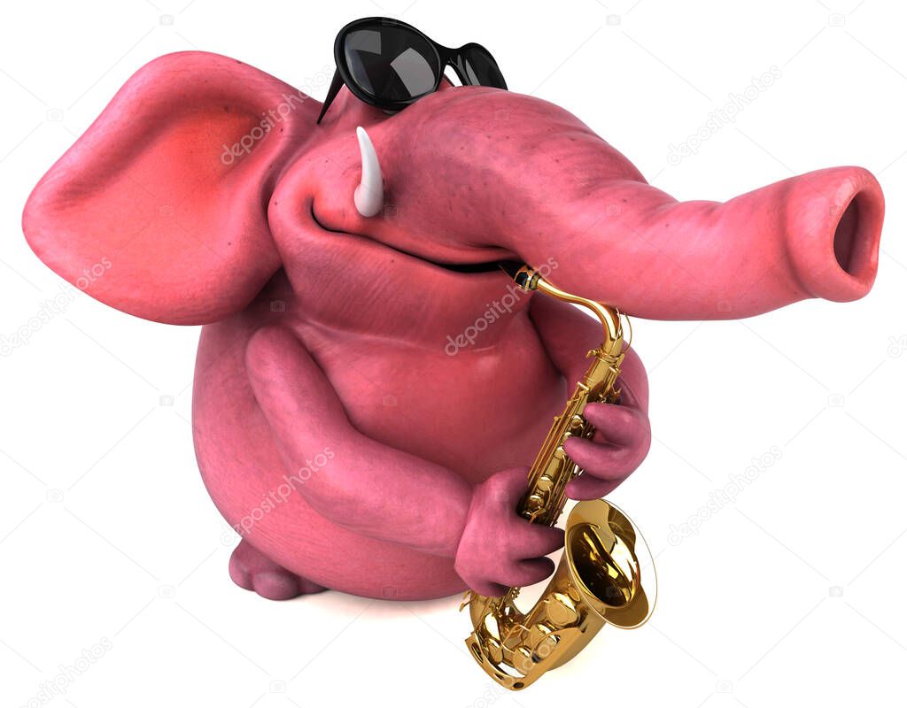 Pink elephant  playing - 3D Illustration