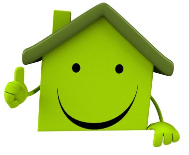 Yeşil ev başparmak yukarı hareket