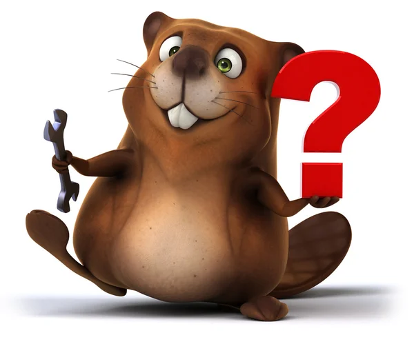 Fun beaver with question mark — Stock Photo, Image