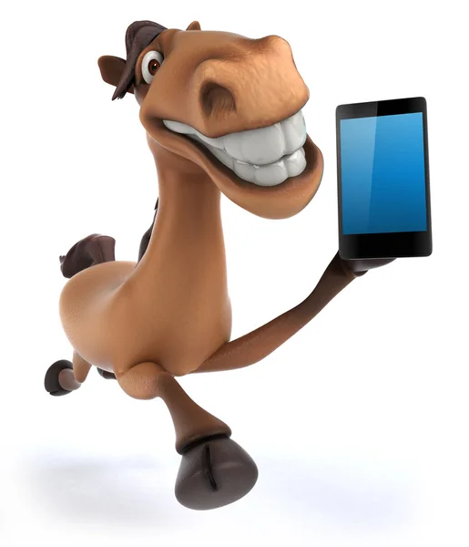 Divertido caballo con teléfono celular — Foto de Stock
