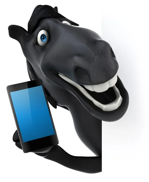 Divertido caballo con teléfono inteligente — Foto de Stock