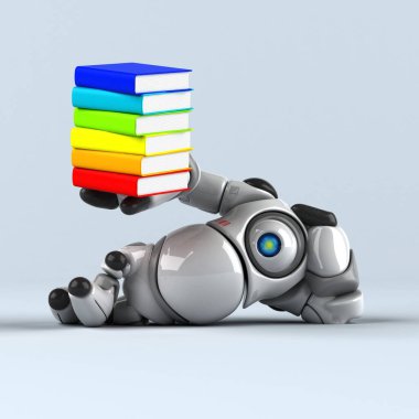 Kitaplı büyük robot - 3D Görüntü