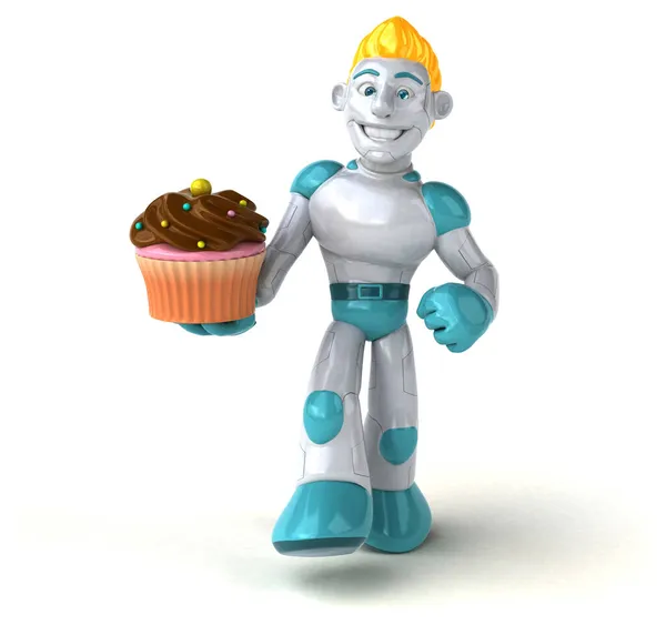Πράσινο Ρομπότ Cupcake Εικονογράφηση — Φωτογραφία Αρχείου