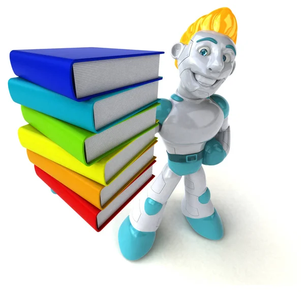 Robô Verde Com Livros Ilustração — Fotografia de Stock