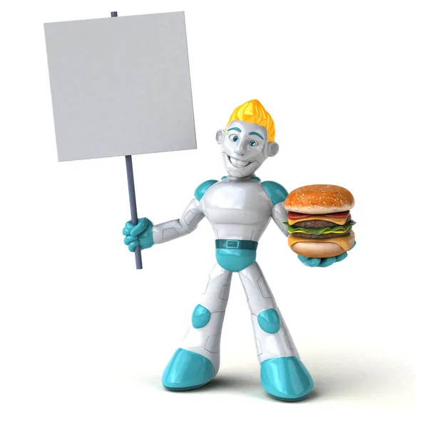 Robot Con Hamburguesa Ilustración — Foto de Stock