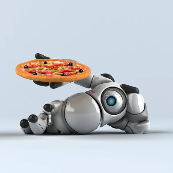 Big Robot Pizza Illustration — Stock Photo, Image