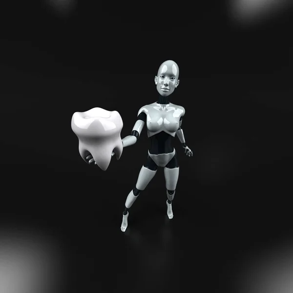 歯を持つロボット 3Dイラスト — ストック写真
