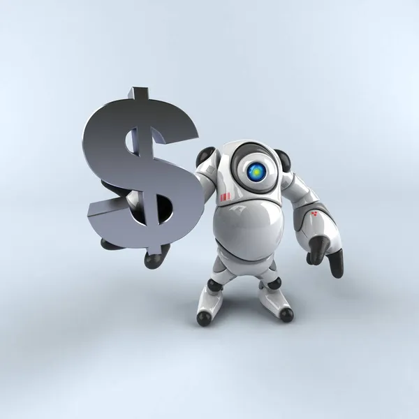 Großer Roboter Mit Dollar Illustration — Stockfoto