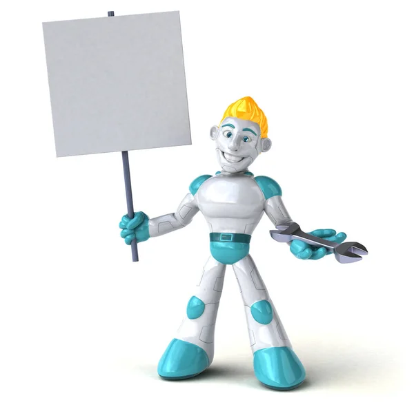 Robot Met Moersleutel Illustratie — Stockfoto