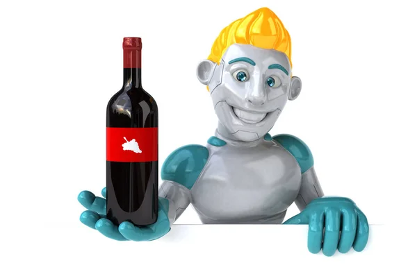 带有葡萄酒的大型机器人 3D示例 — 图库照片
