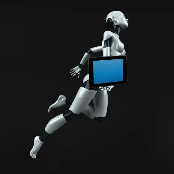 Robô Com Tablet Ilustração — Fotografia de Stock