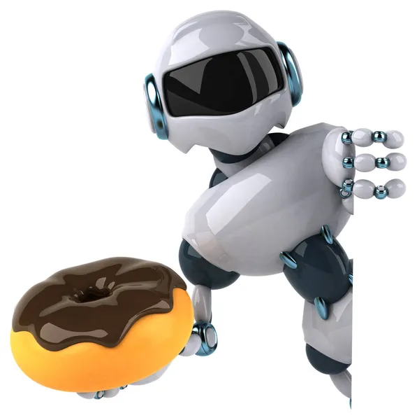 Donutlu Robot Llüstrasyon — Stok fotoğraf