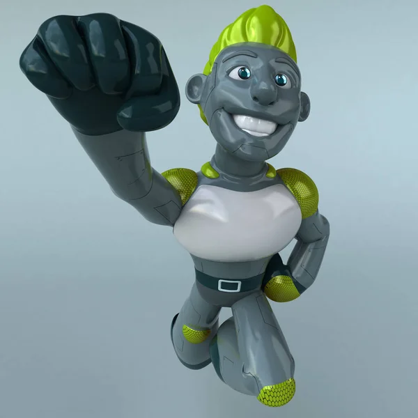 Personagem Robô Verde Divertido Ilustração — Fotografia de Stock