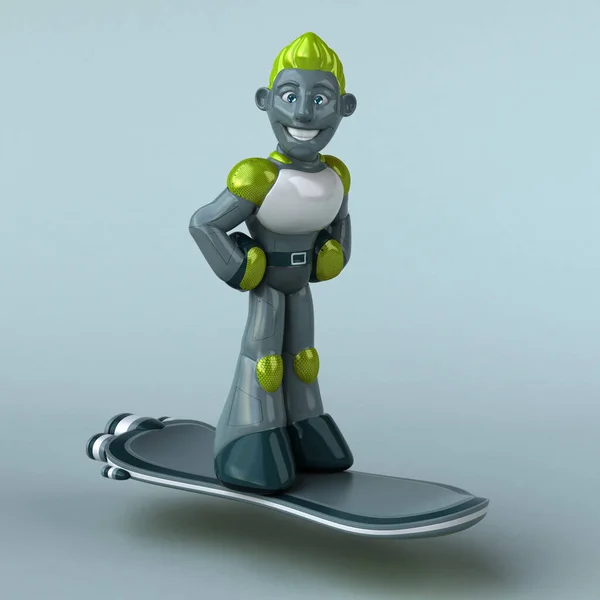 Leuke Karakter Robot Skater Illustratie — Stockfoto