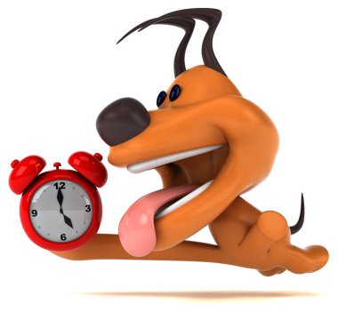 Saati olan eğlenceli bir köpek - 3D Görüntü