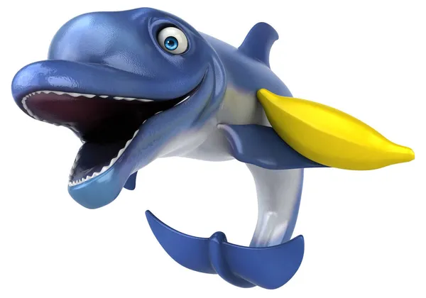 Веселый Дельфин Бананом Иллюстрация — стоковое фото