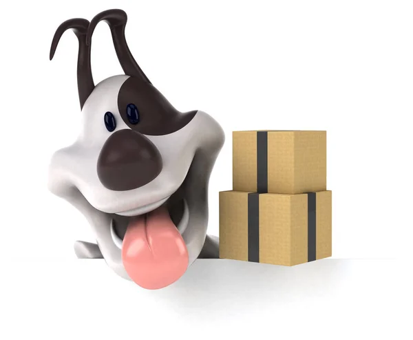 Divertido Perro Con Cajas Ilustración — Foto de Stock