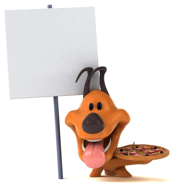 Perro Divertido Con Pizza Ilustración —  Fotos de Stock