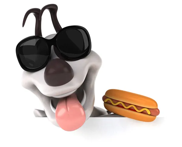 Chien Amusant Avec Hot Dog Illustration — Photo