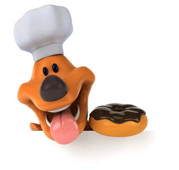 ドーナツと楽しい犬 3Dイラスト — ストック写真