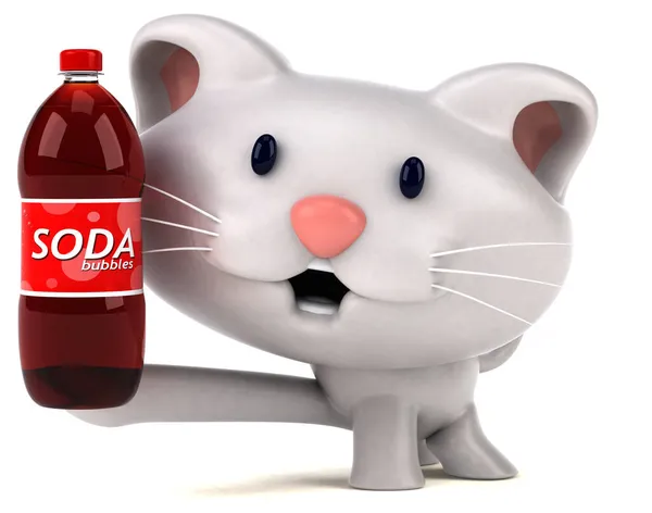 Gato Divertido Con Soda Ilustración — Foto de Stock