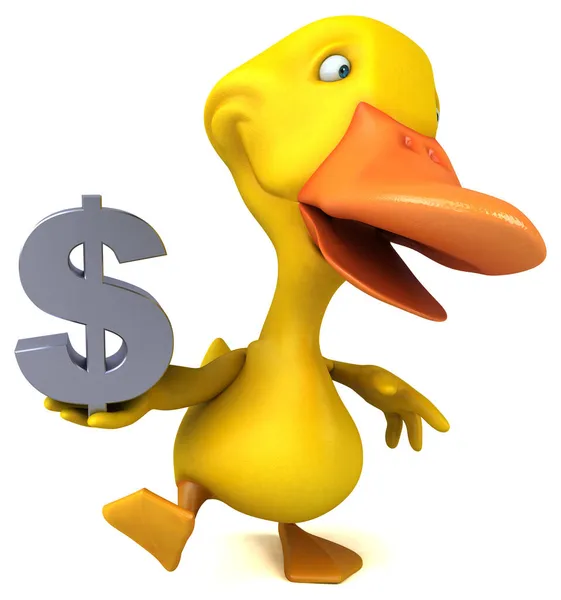 Divertido Pato Con Dólar Ilustración — Foto de Stock