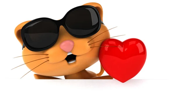 Весела Кішка Серцем Ілюстрація — стокове фото