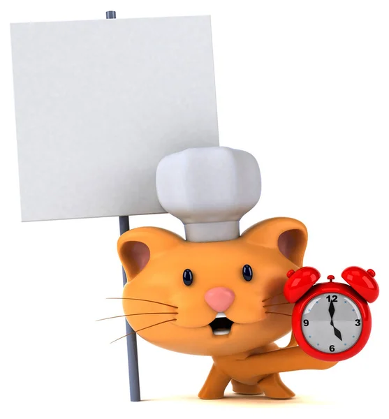 Gato Divertido Con Reloj Ilustración — Foto de Stock