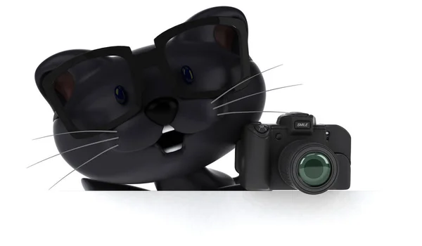 Zabawa Kot Aparatem Fotograficznym Ilustracja — Zdjęcie stockowe