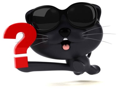 Sorusu olan eğlenceli kedi - 3D Görüntü
