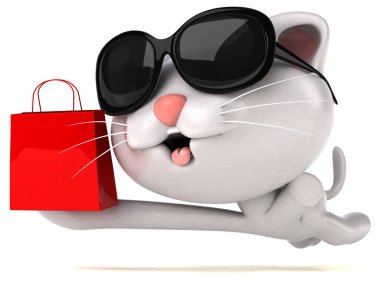 Çantalı eğlenceli kedi - 3D Görüntü