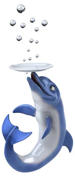 Leuke Dolfijn Met Bord Illustratie — Stockfoto