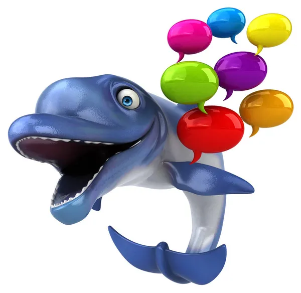 Fun dolphin  with bubbles - 3D Illustration