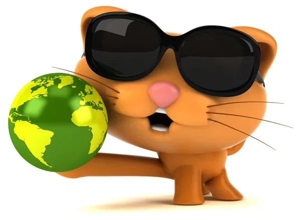 Fun Cat Globe Illustration — Stock Photo, Image