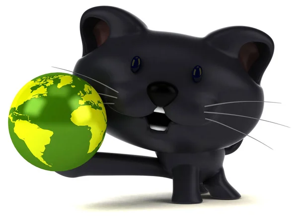 Chat Amusant Avec Globe Illustration — Photo