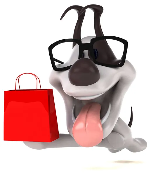 Веселая Собака Сумкой Иллюстрация — стоковое фото